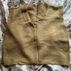 Tan Sweater Vest SHEIN